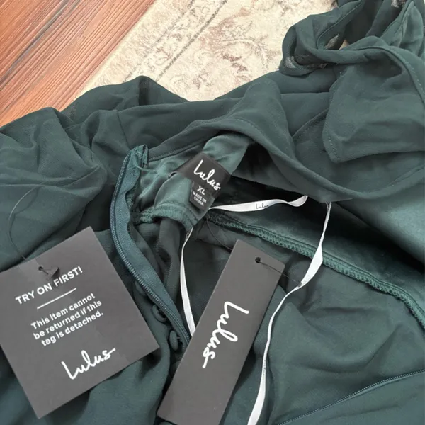 Lulus Dreamy Admiration Emerald Green Ruffled Maxi Dress Size XL Bridesmaid Prom - Image 6