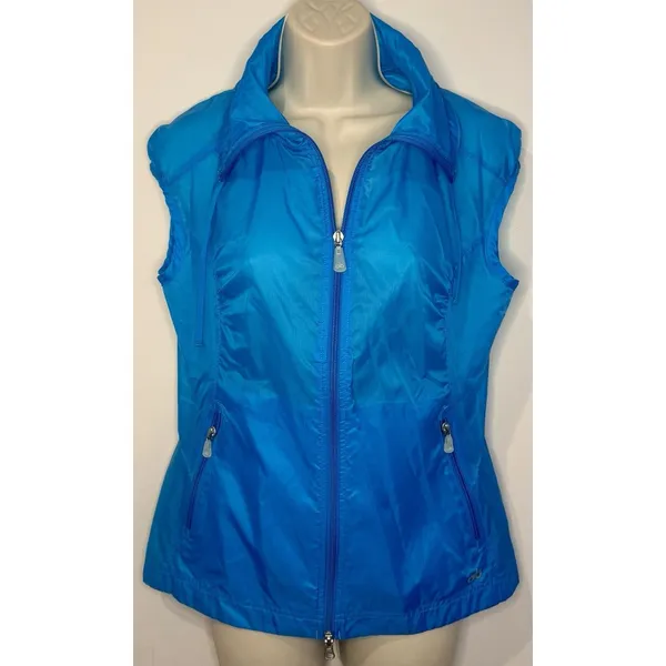 Alo Coolfit Bright Blue Nylon Lightweight Zip Vest Size S Small EUC!! - Image 2
