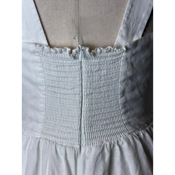 Quince European Linen Fit And Flare Midi Dress Women Small White Square Neck - Image 9