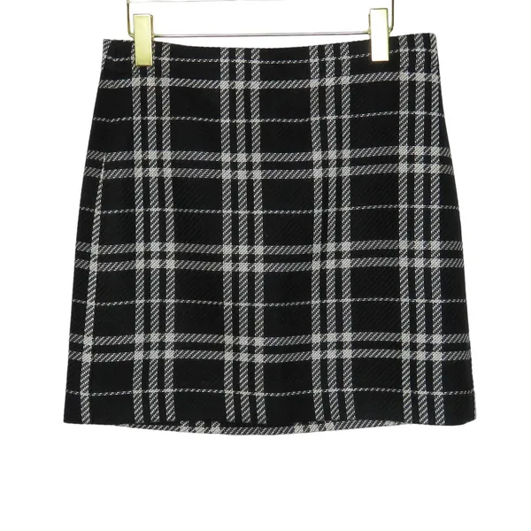 J. Crew Black and White Tweed Plaid Preppy Mini Skirt Size 4 - Image 3