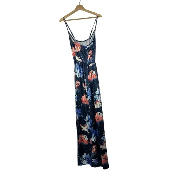 Boutique Blue & Pink Floral Wrap Front Side‎ Slit Maxi Dress 2XL - Image 3