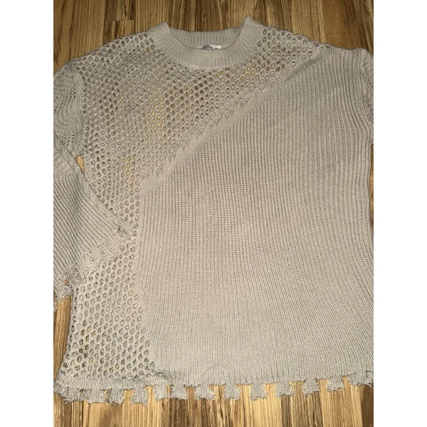 Mello‎ Los Angeles Fringe Crewneck Sweater Tan Brown Women's Large - Image 2
