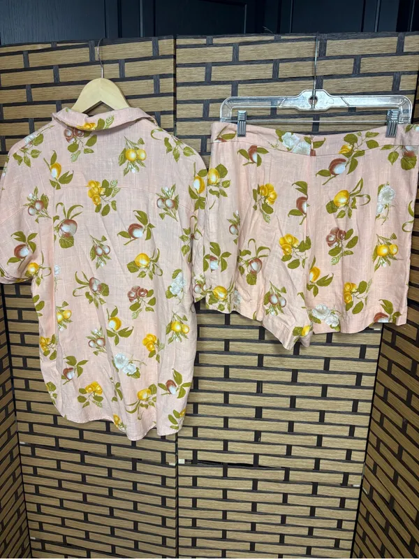 Petal & pup pink lemon pattern two piece short size large - Image 2