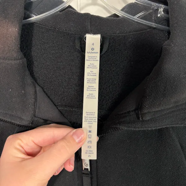 Lululemon Embroidered To You Black Full Zip Velvet Floral Shoulder Hoodie Jacket - Image 3