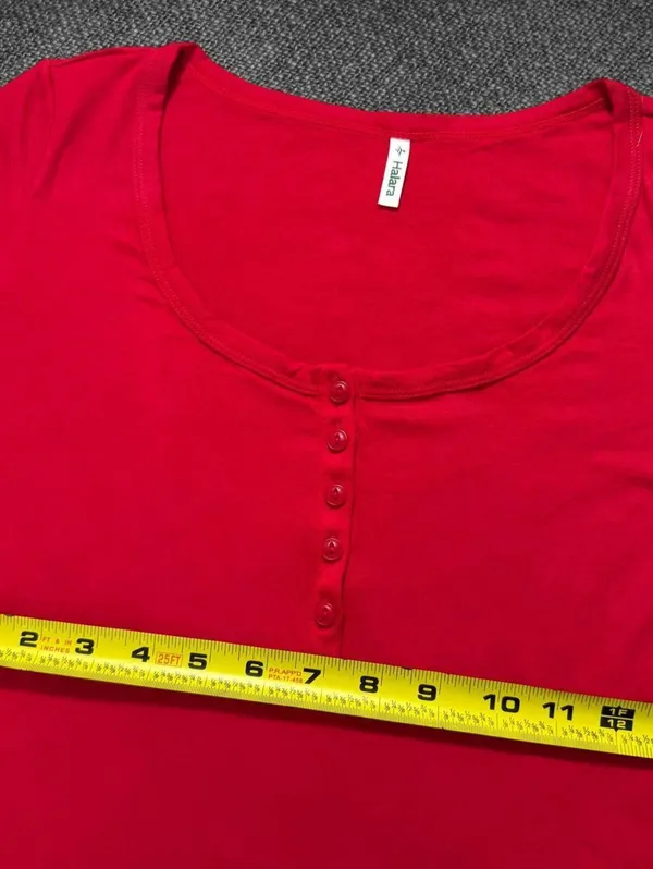 Halara Red Fitted Long Sleeve Henley Top Size S NWT - Image 5