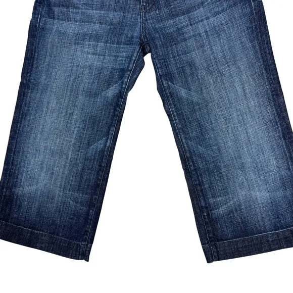 7‎ For All Mankind Low-Rise Crop Dojo Wide Leg Jeans 32" Dark Wash 7FAM Y2K USA - Image 9