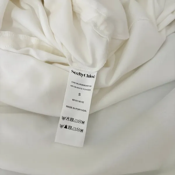 SEE BY CHLOÉ White Embroidered Lace Cutwork Yoked Knit Dress Solid Size Small - Image 11