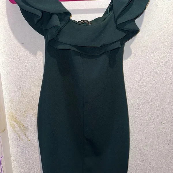 Mind‎ Code Women Off the Shoulder Green Ruffled Mini Dress Size S - Image 4