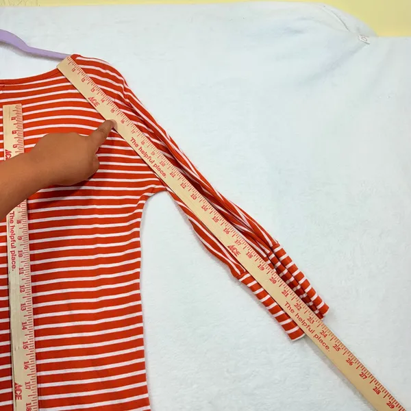 Lauren Ralph Lauren‎ M Orange Striped Top Boatneck Knit Nautical Preppy Coastal - Image 6