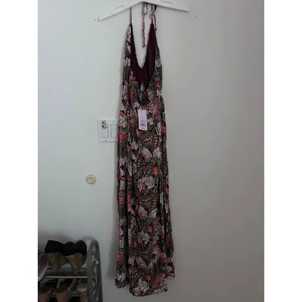 New Women’s Wild Fable Tropical Palm Print Maxi Dres Rayon Stretchy size Medium - Image 6
