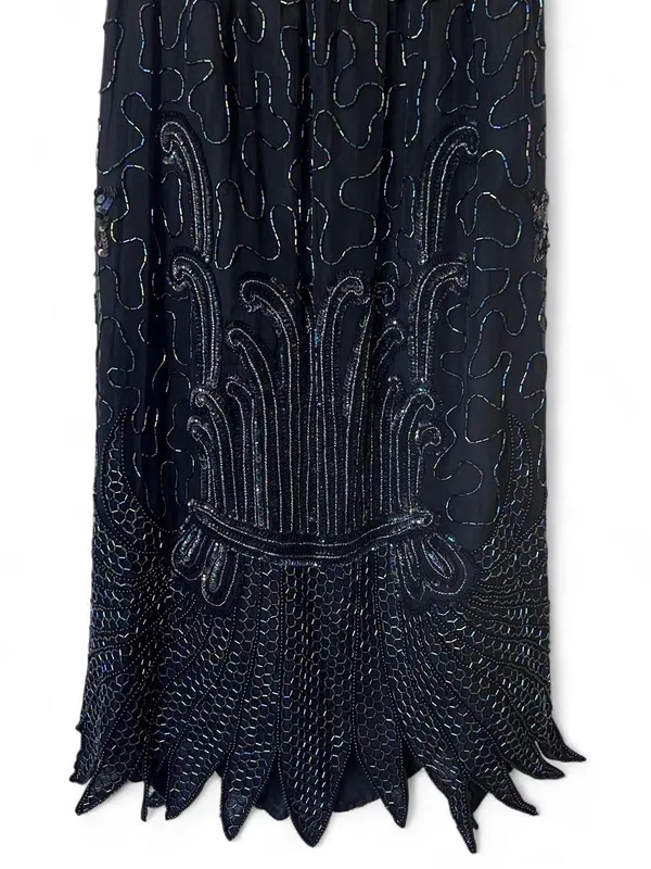 Women’s Black Beaded Midi Skirt Size Small Whimsical Fairy Goth Mermaidcore - Image 2