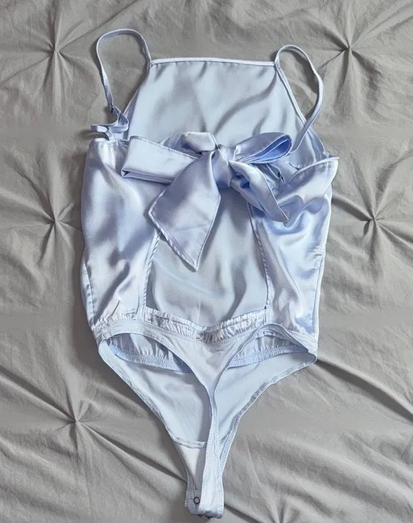 Abercrombie Bow Open Back Satin Body Suit - Image 2