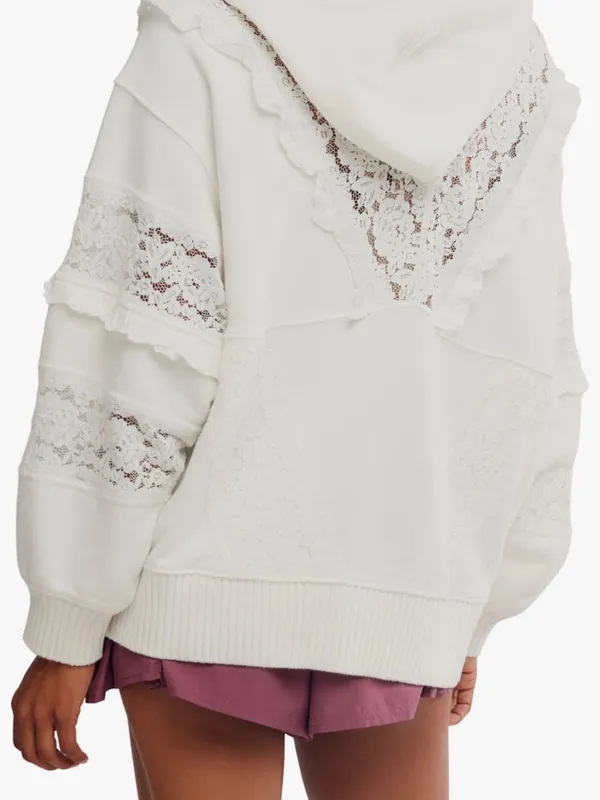 Free People Movement Studio Tunic Lace Trim Hooded Sweatshirt - Image 2
