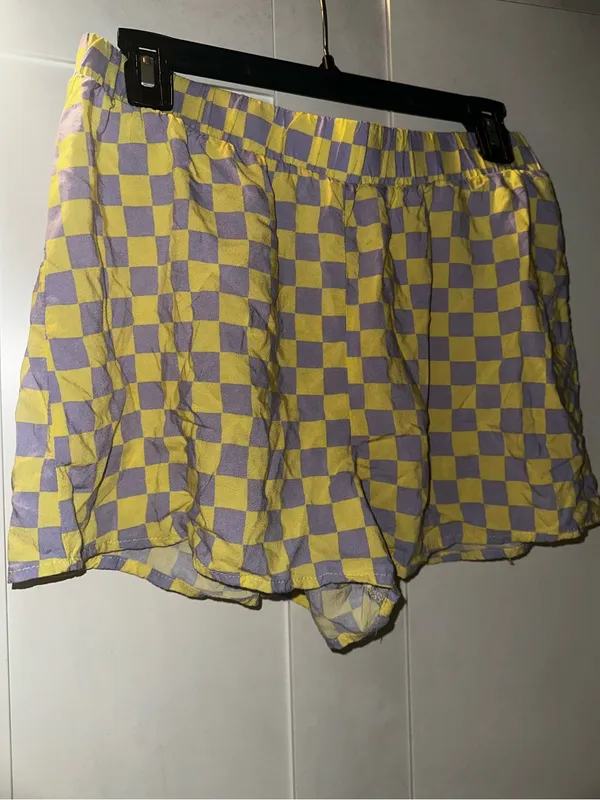 Ascot & Hart Yellow & Lavender Check Button Down + Shorts Lounge Set - Image 10