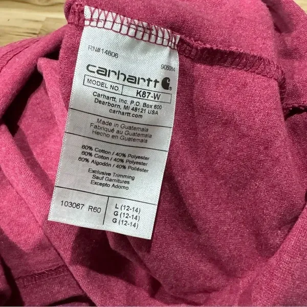 Carhartt Loose Fit Maroon Pocket Tee Shirt Women’s Large - Image 3