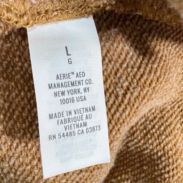 Aerie Good Vibes Turtleneck‎ Sweatshirt Tan Camel Oversized Pullover Women's L - Image 6