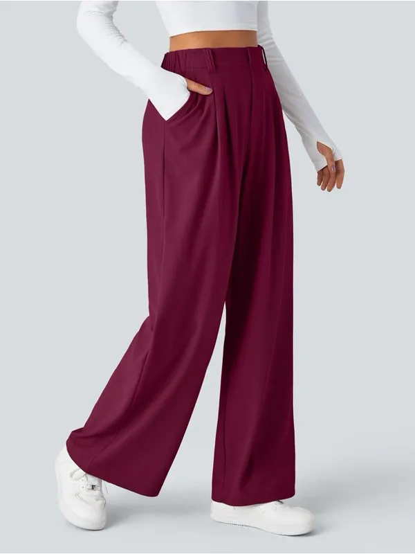 Halara High Waisted Pocket Wide Leg Waffle Knit Work Pants Womens Size XS Petite - Image 2