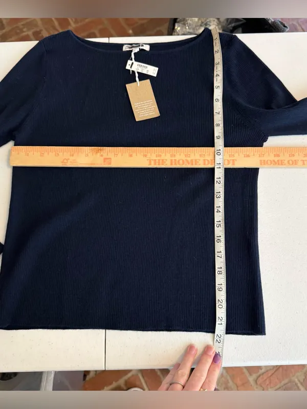 Madewell Flared-Sleeve Boatneck Sweater in Merino Wool-Silk Blend dark navy xl‎ - Image 6