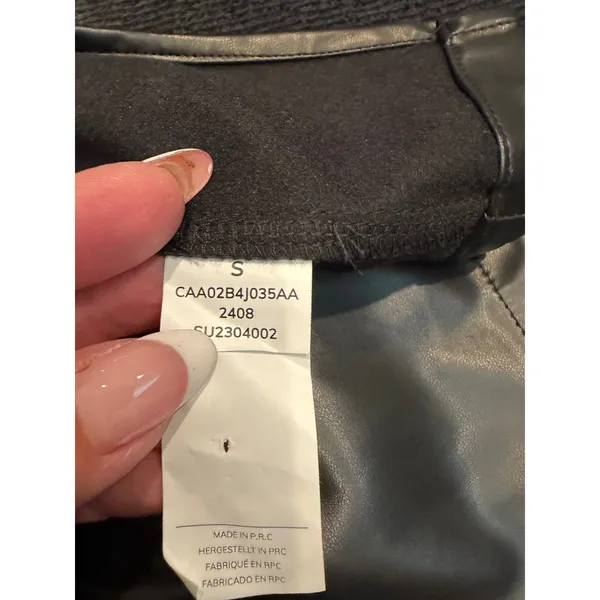 NWT Cupshe Black Faux Leather Pencil Skirt Size Small High Waist Midi Slit‎ - Image 5