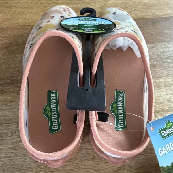 GroundWork Garden Clogs Womens 7 Chicken Print Peach Slip On Shoes Waterproof - Image 3