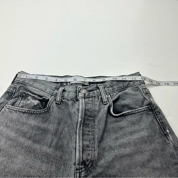 Agolde 90’s Crop Faded Black Trip Dark Grey Gray High Rise‎ Loose 24 Denim Jean - Image 6