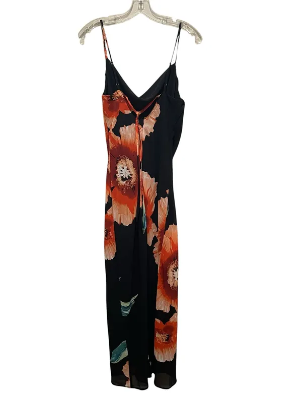 Pretty Garbage Floral Cowl Neck Maxi Dress Black Orange Sleeveless Size Medium - Image 8