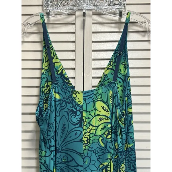 Ambrielle Floral V Neck Adj Straps Maxi Dress Size XL Green/Yellow Colorful EUC - Image 6