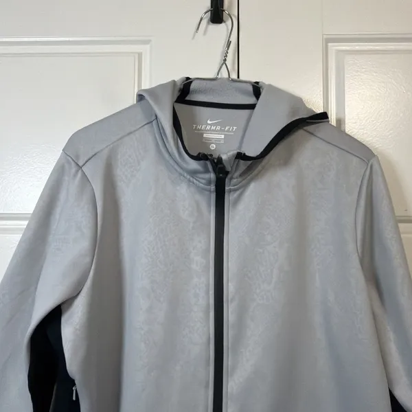 Nike Therma-FIT Hoodie Womens XL Grey Black Snakeskin Full Zip 685672-012 - Image 4