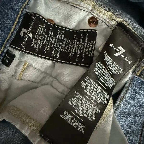 7 For All Mankind Josefina Skinny Boyfriend Jeans Medium Wash Size 27 Button Fly - Image 7