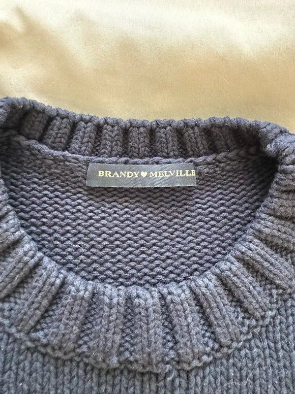 Brandy Melville Navy Blue Knit American Flag Sweater - Image 5