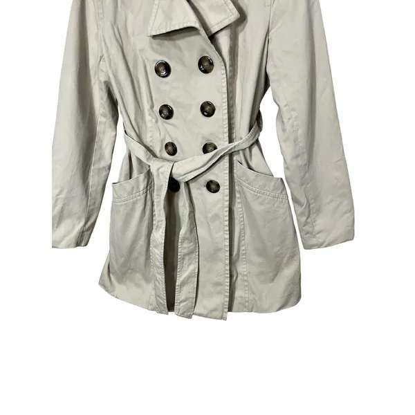 Old Navy Womens‎ Coat Belted Double Breasted Beige Jacket Medium - Image 3