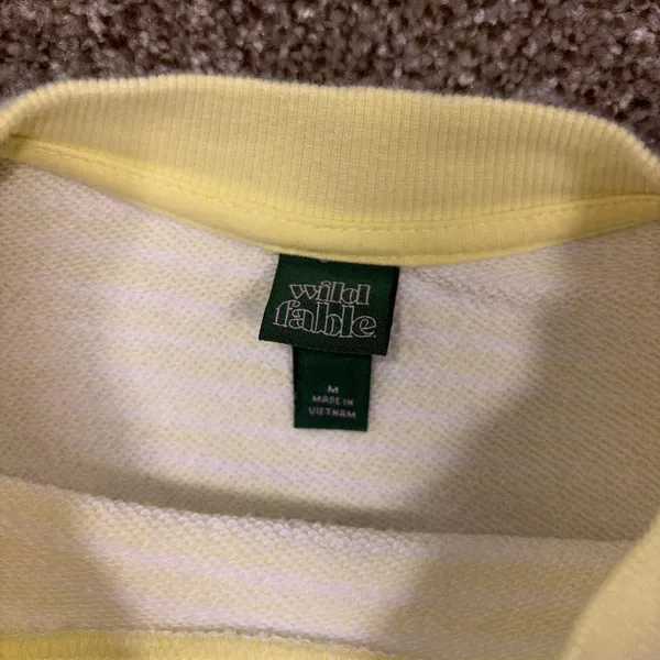 Wild Fable yellow & white striped long sleeve crewneck - Image 2