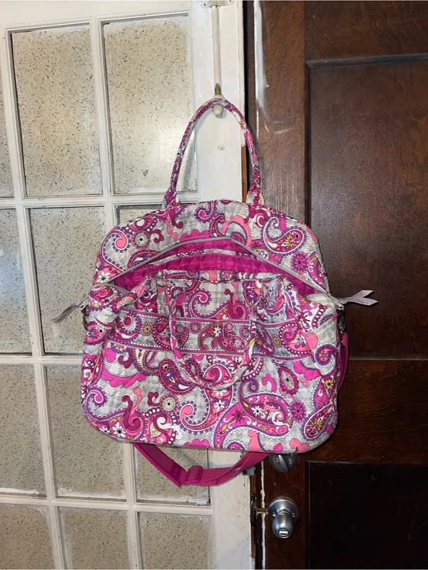 Vera Bradley Quilted Paisley Pink Travel Tote Bag - Image 2