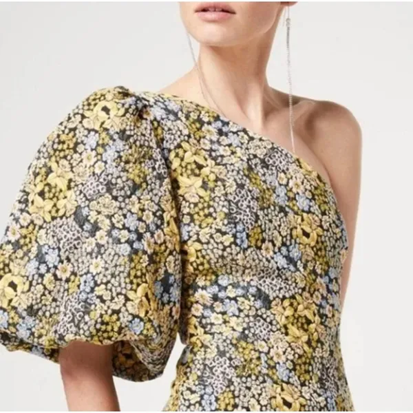 NWT Atoir Dare‎ to Love Jacquard Puff Shoulder Mini Dress in Cameo Bloom - Image 4