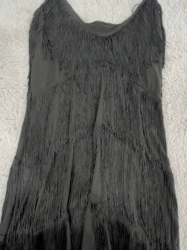 Black Fringe Slip Mini Dress - Women - Image 3