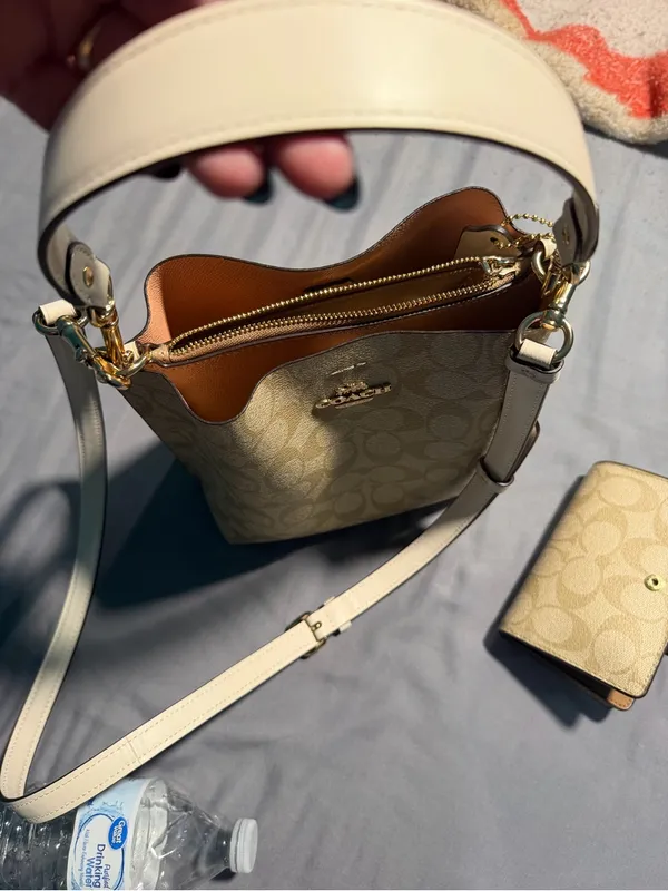 Coach Beige Signature Canvas Crossbody with Cream Trim - Image 7