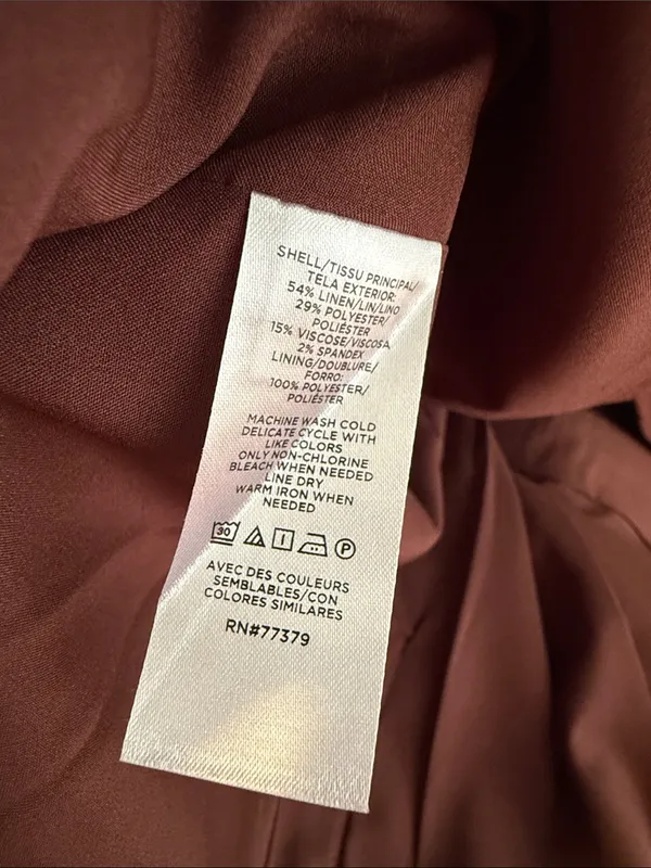 NWT Ann Taylor Deep brown/burgundy fall Thanksgiving single button blazer linen - Image 3