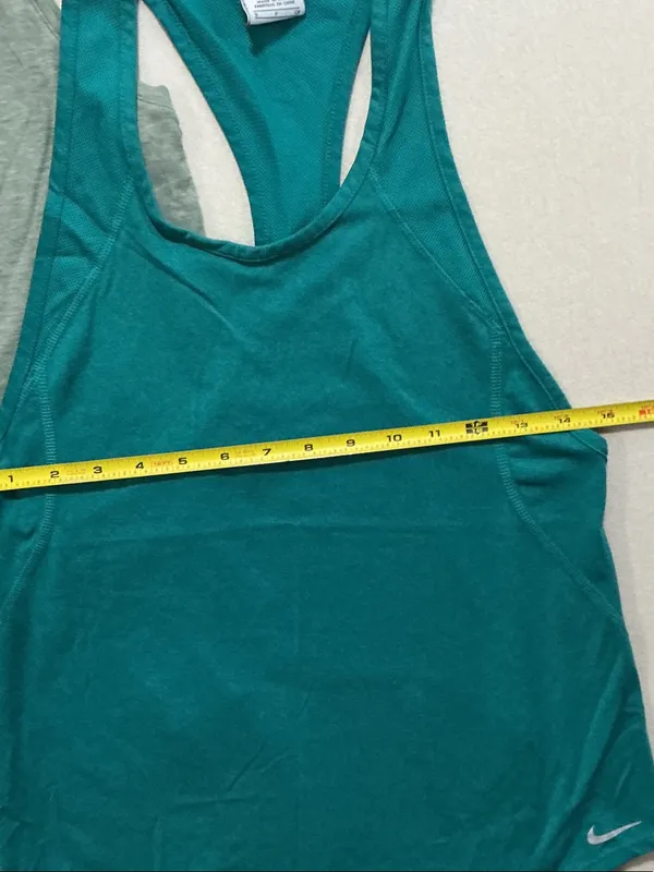 Nike and Gap Teal Racerback Tank Top with Heathered Sage Crop Layer - Image 7