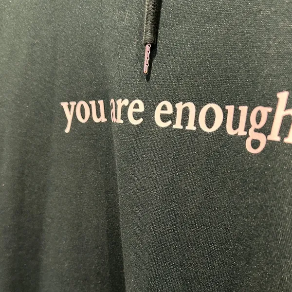 Dark Green Hoodie with Inspirational Text size medium - Image 4