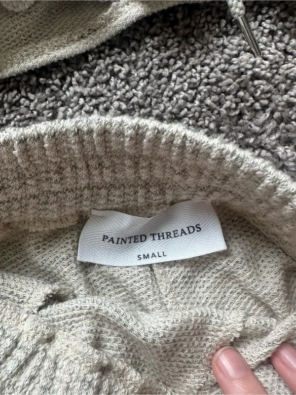 painted threads Cream Cropped Hoodie and Shorts Set - Image 6