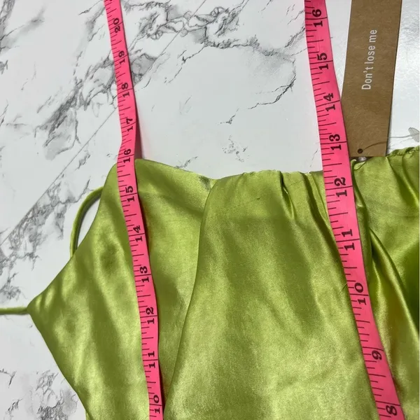 NWT OPT lime satin strappy dress‎ Sz XS - Image 6