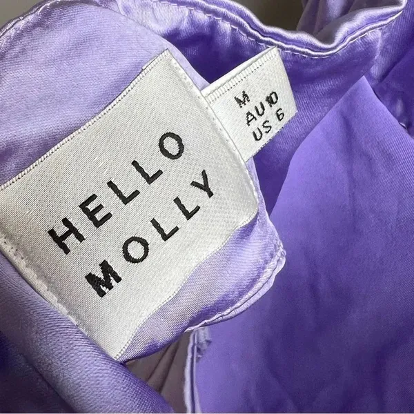 Hello Molly Famous Fit Lilac Lavender Satin Slip Mini Dress Size Medium - Image 7
