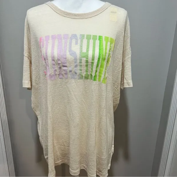 NWT Aerie Linen Blend sunshine Tee Tshirt sz Medium Relaxed Fit womens - Image 3