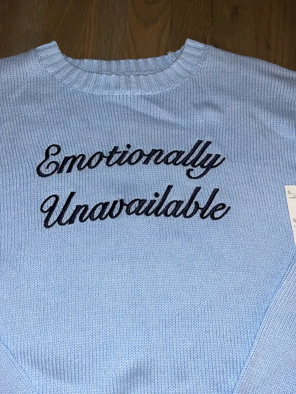 NWT Wild Fable Emotionally Unavailable Blue Knit Sweater Small - Image 3