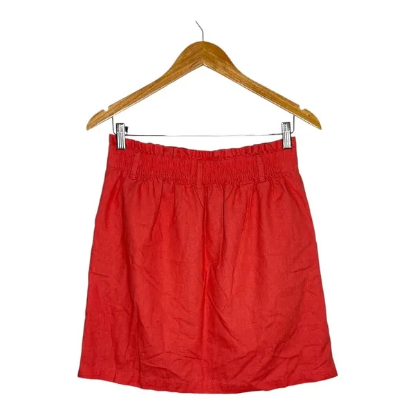 J.Crew Paperbag Waist Skirt Womens Small‎ Orange Linen Cotton Mini Pocket Skirt - Image 11