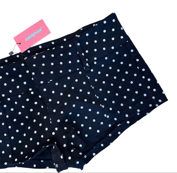 NWT Edikted Black White Polka Dot Short Shorts Stretch Low Rise M - Image 5