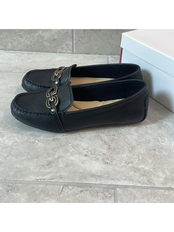 Isaac Mizrahi black leather shoes size 7W. New - Image 2