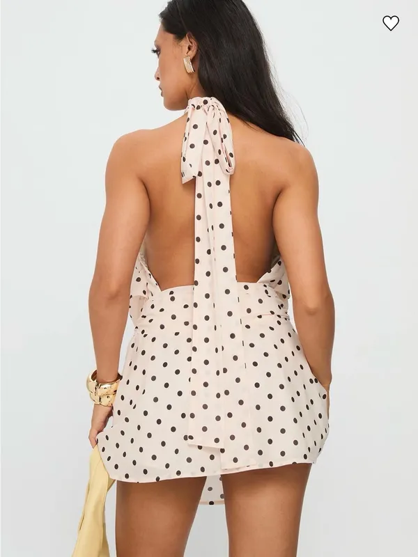 Princess Polly Cream Halter Polka Dot Mini Dress - Image 2