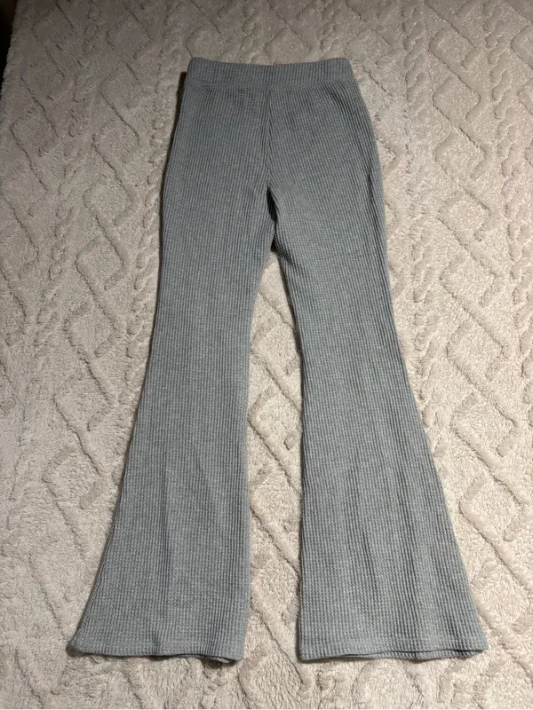 Aerie xsmall gray waffle knit pants flare - Image 3