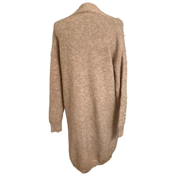 Long Duster With Pearl Accents Tan Size‎ Small - Image 2
